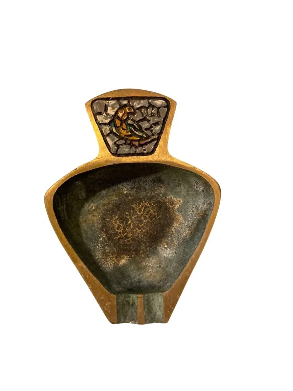 Vintage Dayagi Miniature Brass Ashtray Hand Painted Made In Israel